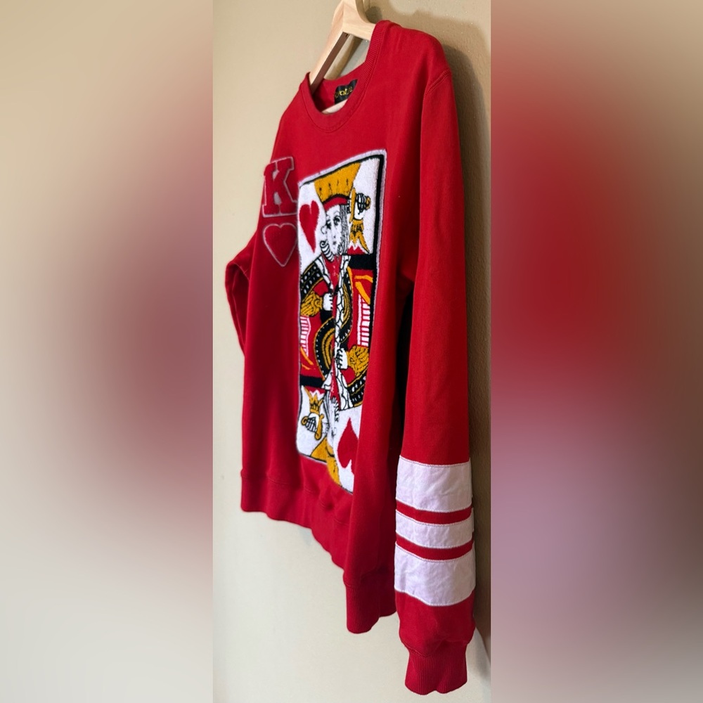Royal Life - Men's Red Cotton Crewneck Suicide King Sweater Size XL - Picture 3 of 7